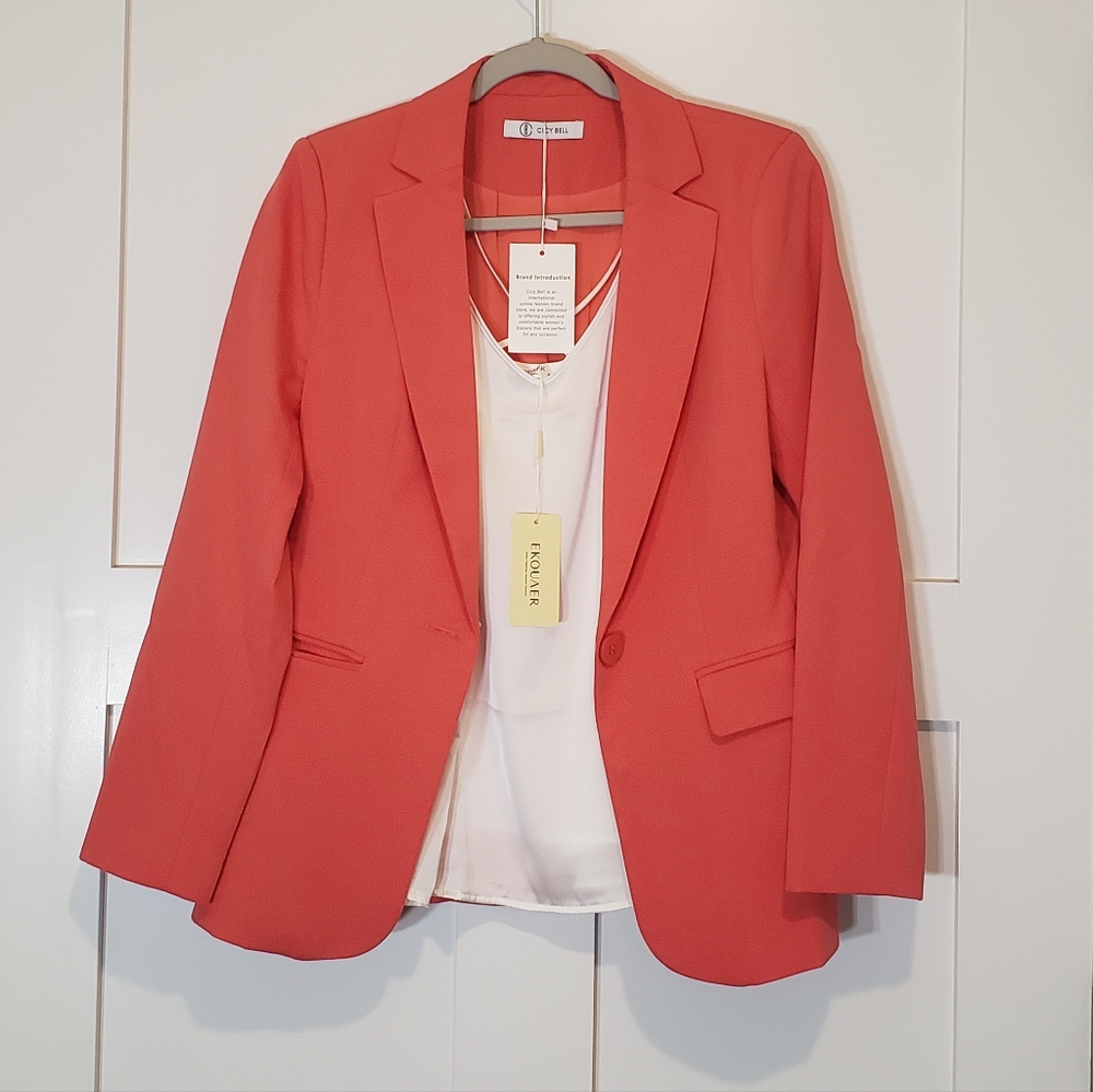 Cicy Bell 2 Piece Blazer Jacket & Cami 1 Button Lined 2 Front Pockets Small New